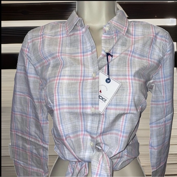 UNTUCKit Button Down Grey & Pink Plaid Long Sleeve “Chasseles” Shirt 💯 Cotton - Picture 1 of 11